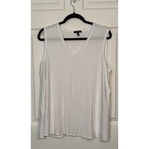 Eileen Fisher Tank Top Women’s White Sleeveless V Neck Shirt City Travel Size XL